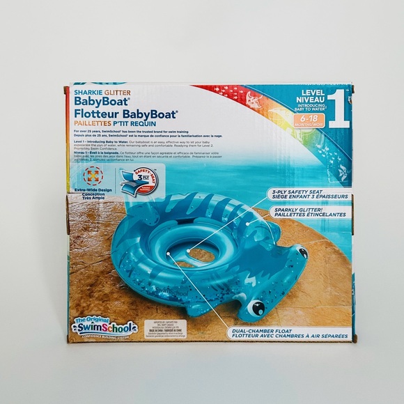 BNIB The Original Swim School Sharkie Glitter Baby Boat - Picture 3 of 6